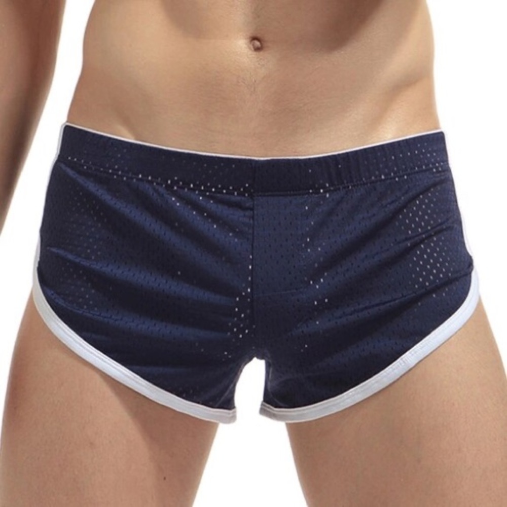 Breathable Mesh Sports Shorts Men's Casual Cut Out Side Open Hip shorts - Picture 3 of 7